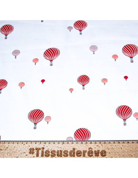 Piqué 100% coton milleraies - Montgolfière rouge