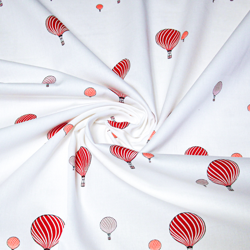 Piqué 100% coton milleraies - Montgolfière rouge