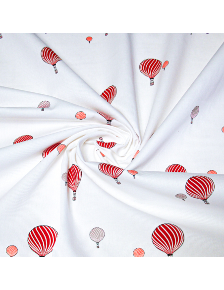 Piqué 100% coton milleraies - Montgolfière rouge