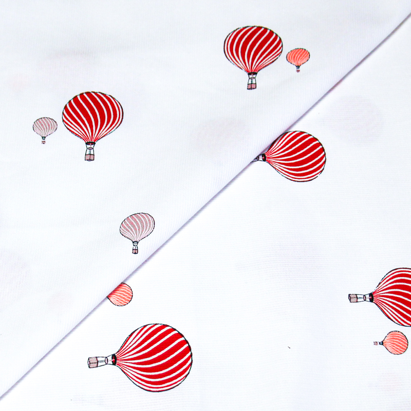 Piqué 100% coton milleraies - Montgolfière rouge