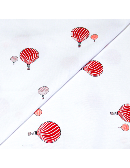Piqué 100% coton milleraies - Montgolfière rouge