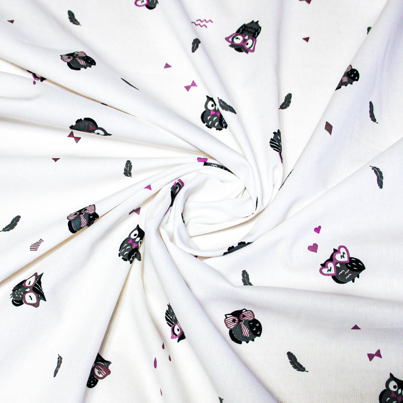 Piqué 100% coton milleraies - Hibou lunette rose