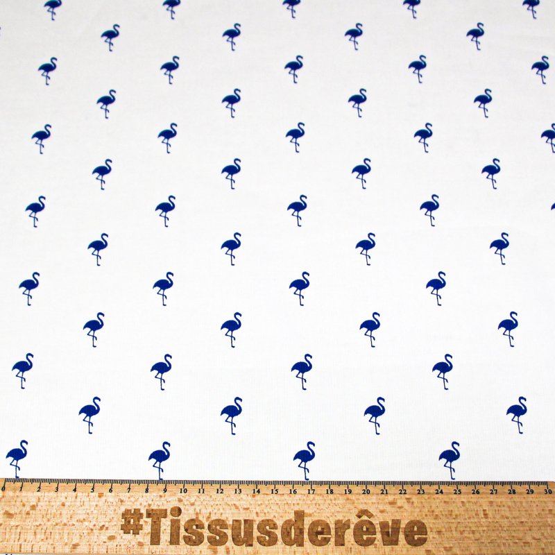 Piqué 100% coton milleraies - Flamant bleu