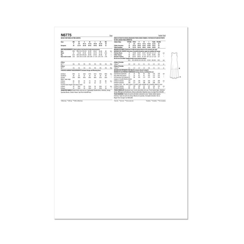 Patron New Look 6775 - Robe en tricot en deux longueurs