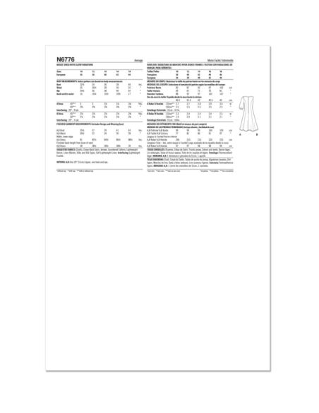 Patron New Look 6776 - Robe avec variations de manches