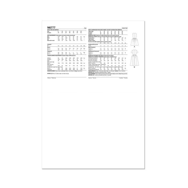 Patron New Look 6777 - Robe et combinaison