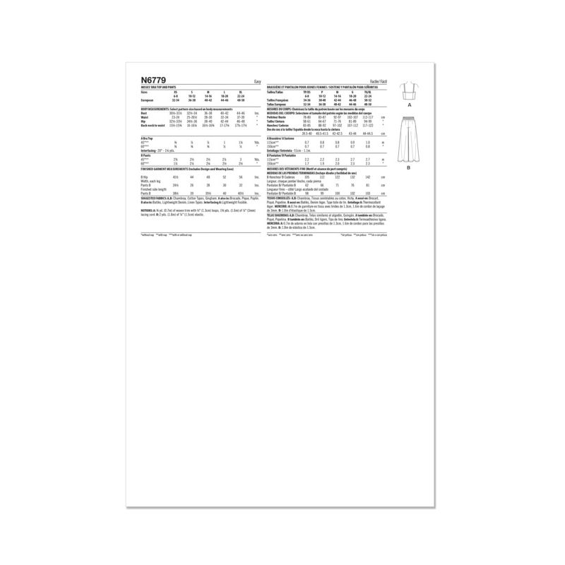 Patron New Look 6779 - Brassière et pantalon