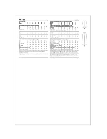 Patron New Look 6781 - Haut et pantalon