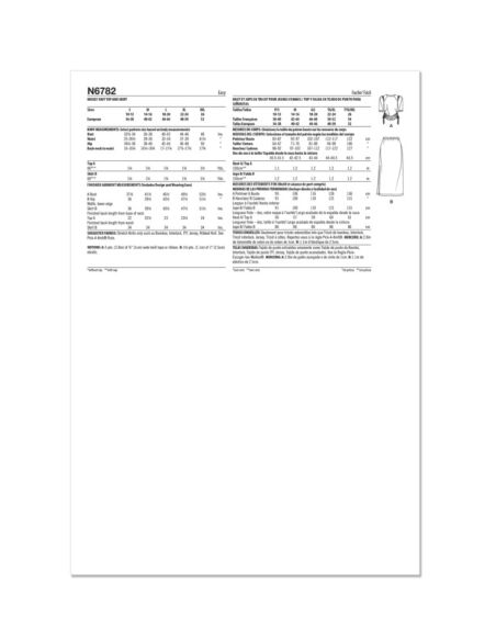 Patron New Look 6782 - Haut et jupe en tricot