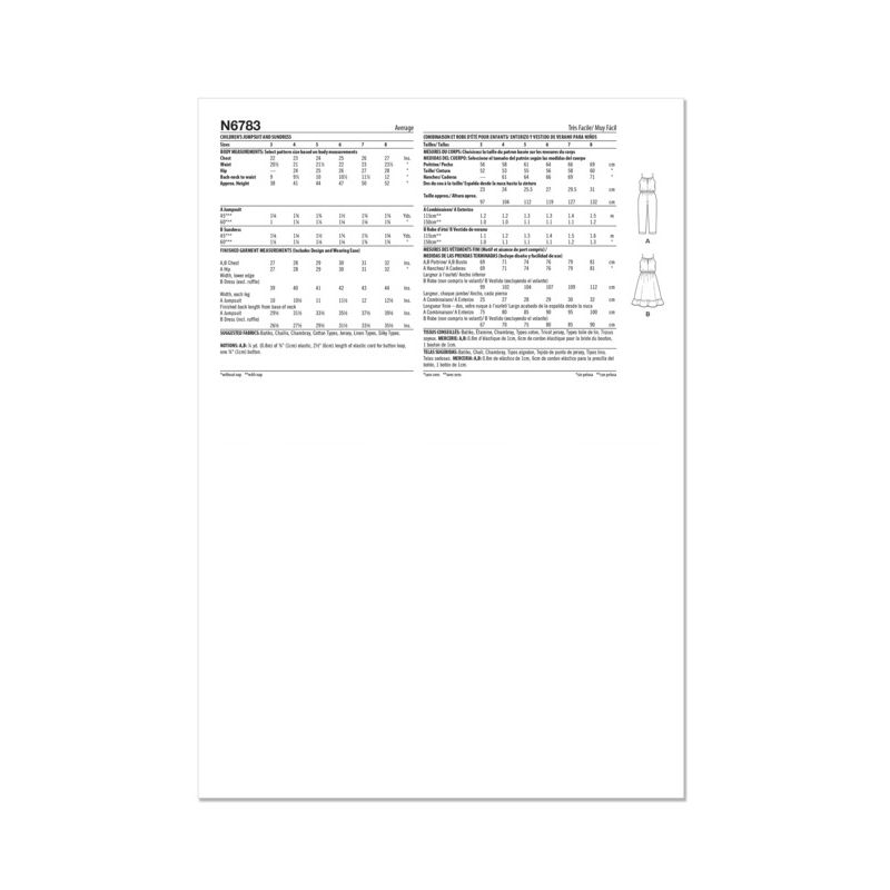 Patron New Look 6783 - Combinaison et robe d’été pour enfants