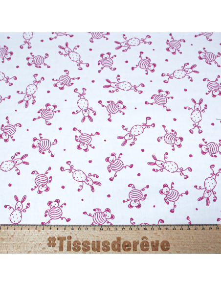 Piqué 100% coton milleraies - Doudou fushia