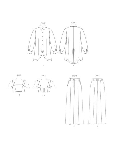 Patron Vogue 2037 B5 - Chemise, crop top et pantalon