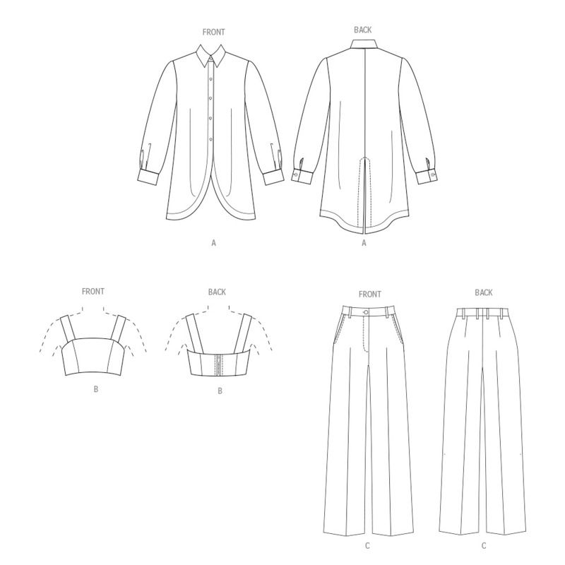 Patron Vogue 2037 B5 - Chemise, crop top et pantalon