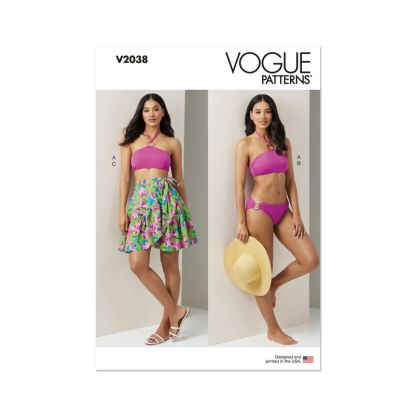 Patron Vogue 2038 A - Bikini et paréo