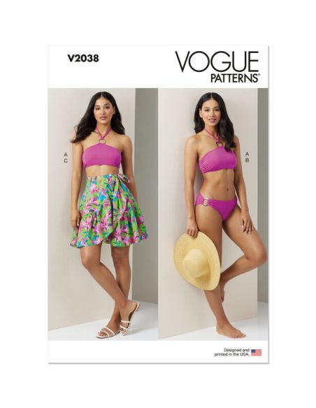 Patron Vogue 2038 A - Bikini et paréo