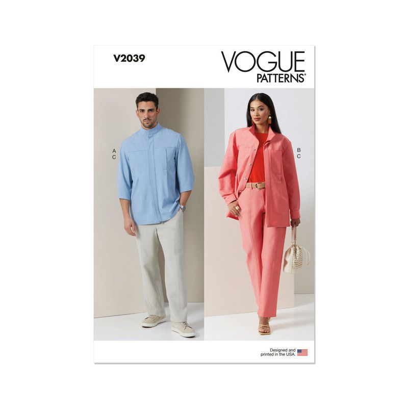 Patron Vogue 2039 A - Chemise et pantalon unisexes