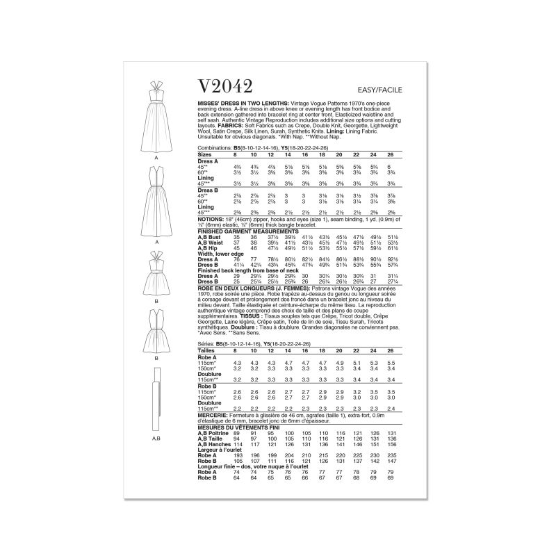 Patron Vogue 2042 B5 - Robe