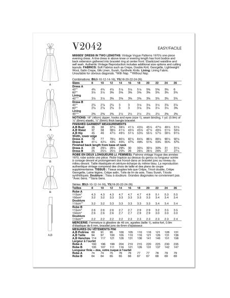 Patron Vogue 2042 B5 - Robe