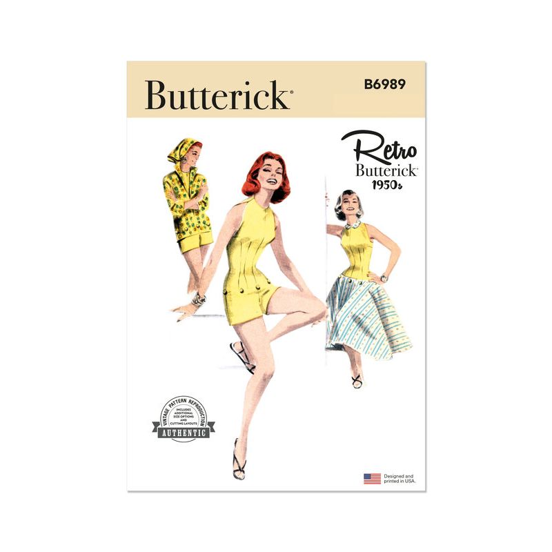 Patron Butterick 6989/H5 - Combi-short, chemisier et jupe