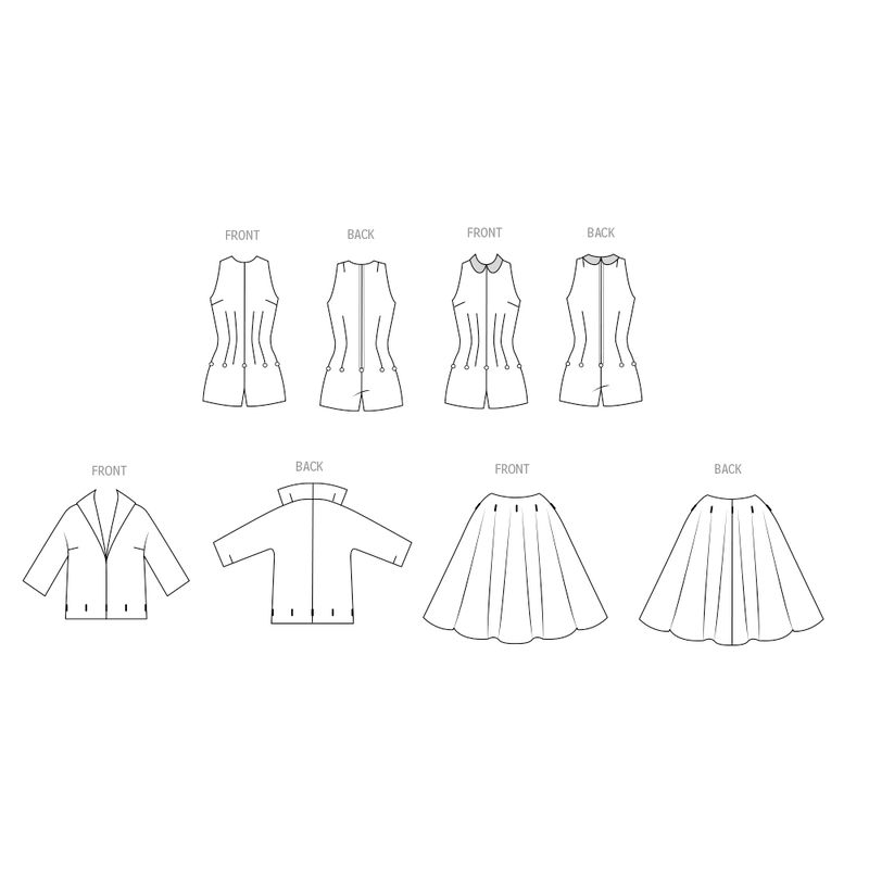 Patron Butterick 6989/H5 - Combi-short, chemisier et jupe