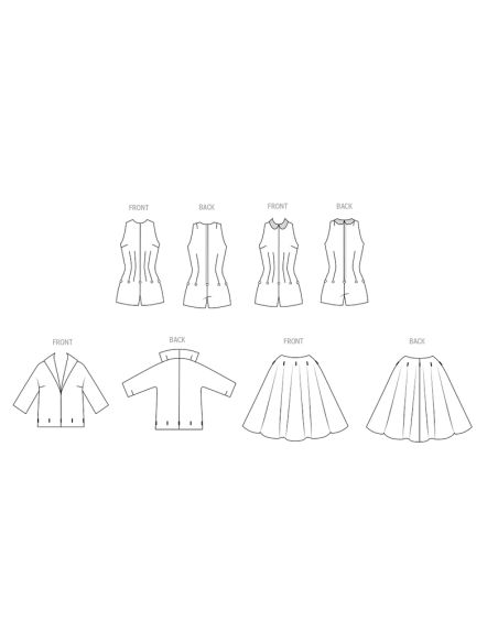 Patron Butterick 6989/H5 - Combi-short, chemisier et jupe