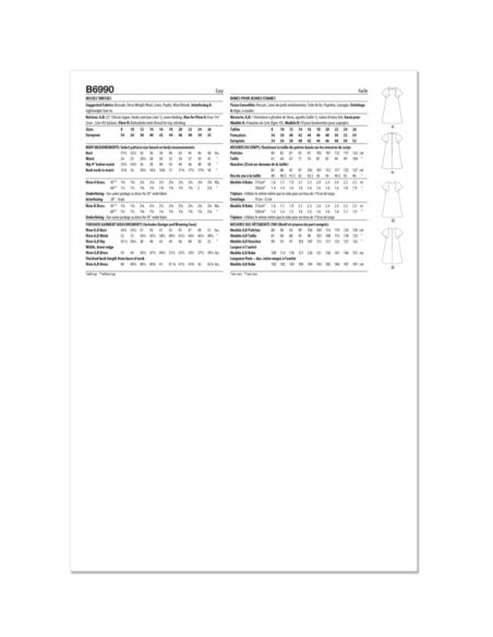 Patron Butterick 6990/K5 - Robe une pièce Vintage Butterick des années 1960