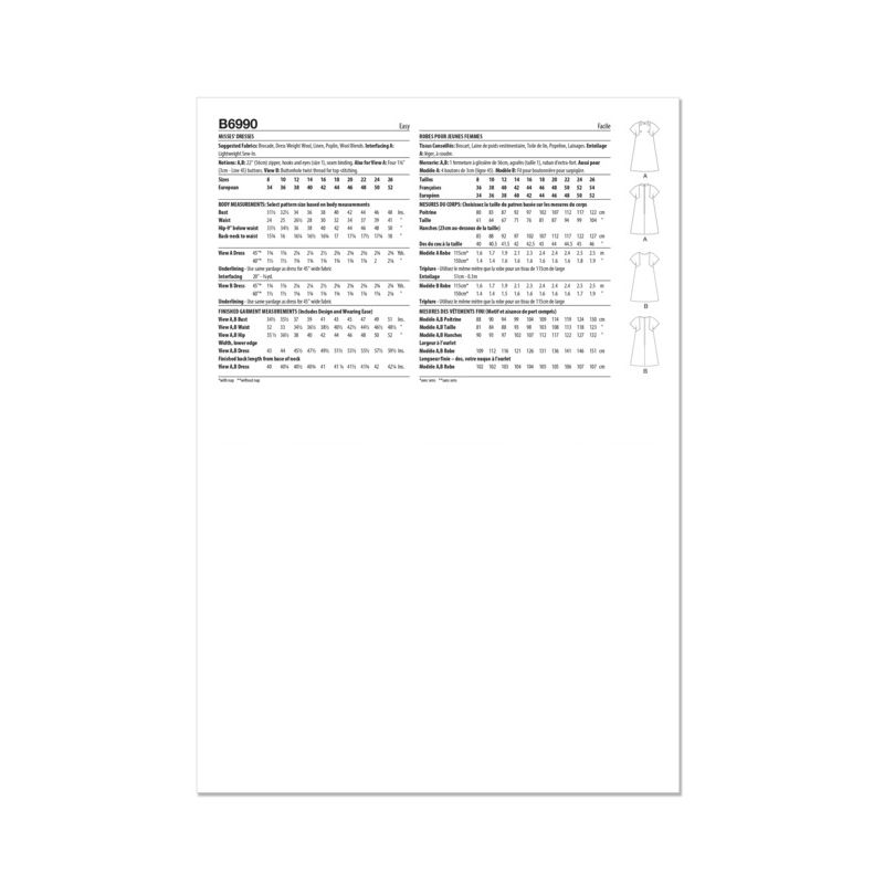 Patron Butterick 6990/K5 - Robe une pièce Vintage Butterick des années 1960