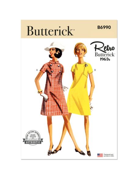 Patron Butterick 6990/K5 - Robe une pièce Vintage Butterick des années 1960