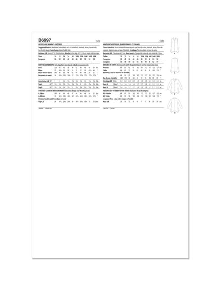 Patron Butterick 6997/AA - Hauts moulants en maille