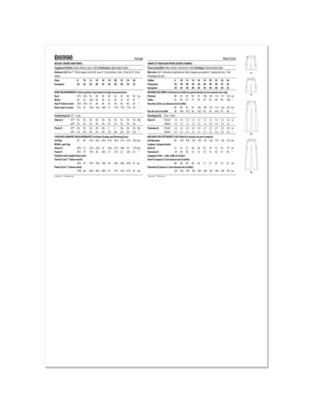 Patron Butterick 6998/K5 - Short ou pantalon