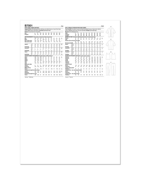 Patron Butterick 7001/H5 - Veste ample