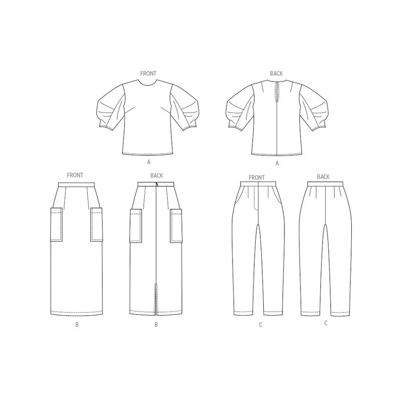 Patron Butterick 7002/AA - Haut, jupe et pantalon