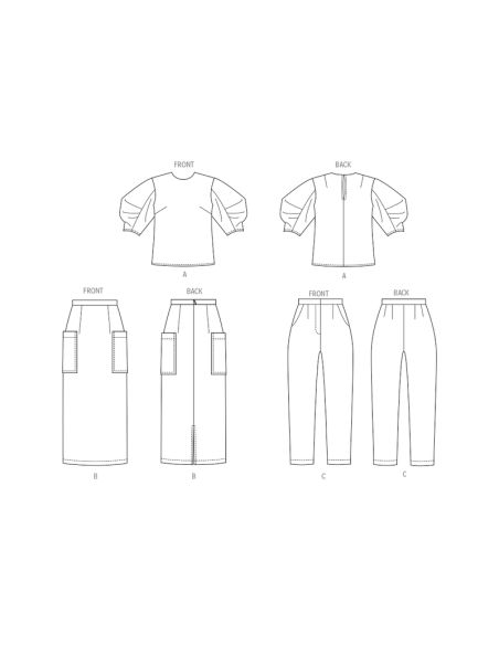 Patron Butterick 7002/AA - Haut, jupe et pantalon