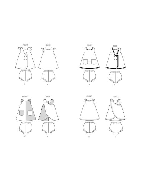Patron Butterick 7003/A - Robes et culottes pour tout-petits