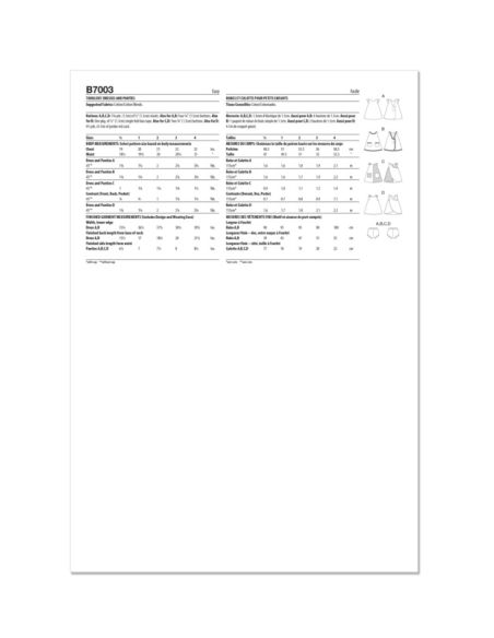 Patron Butterick 7003/A - Robes et culottes pour tout-petits