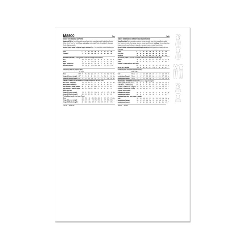 Patron McCall's 8500.H5 - Robe et combinaison
