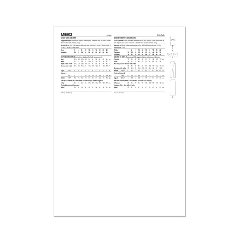 Patron McCall's 8502.D5 -Bikini et jupe