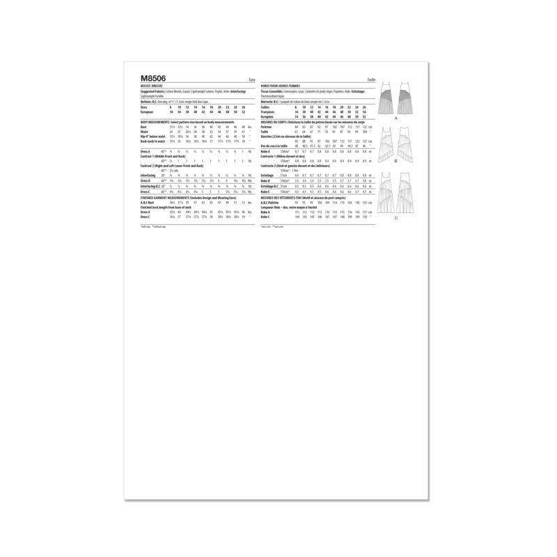 Patron McCall's 8506.K5 - Robes asymétriques