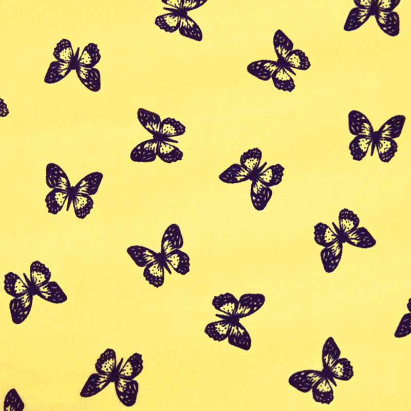 Mousseline imprimée Papillons jaune