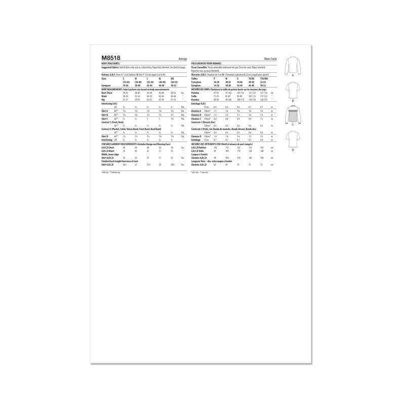 Patron McCall's 8518.A - Polos pour hommes