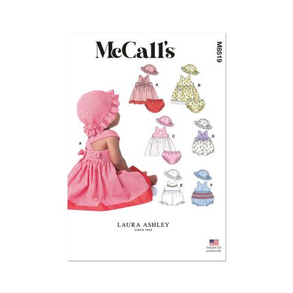 Patron McCall's 8519.A - Robes, barboteuses, culottes et chapeaux pour Bébés