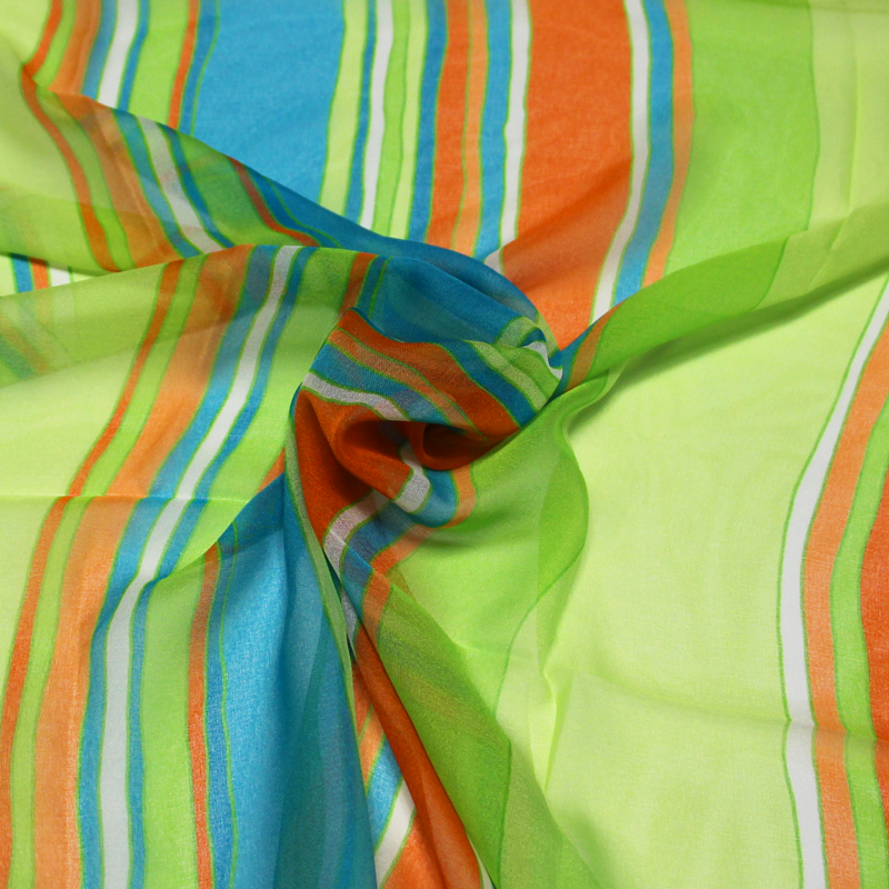 Paréo - Rayure orange, bleu & vert