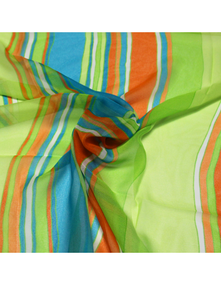 Paréo - Rayure orange, bleu & vert