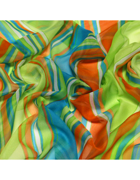 Paréo - Rayure orange, bleu & vert