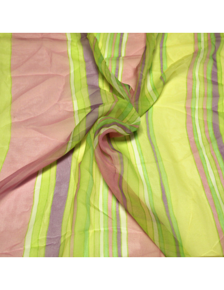 Paréo - Rayure rose & vert