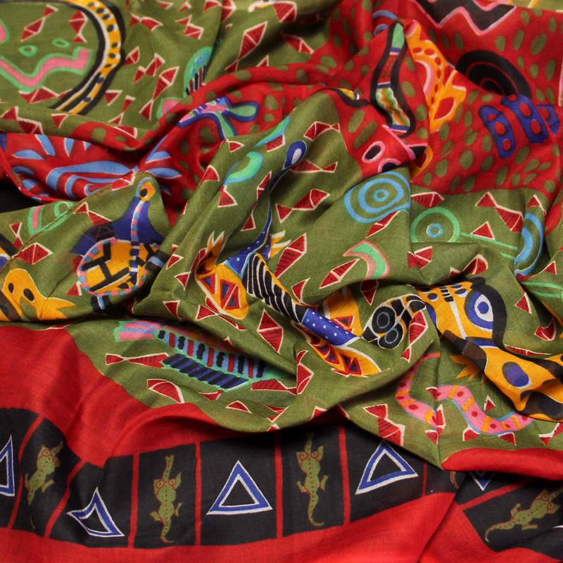 Paréo - Zaz rouge & kaki