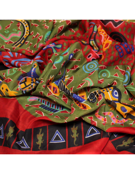 Paréo - Zaz rouge & kaki