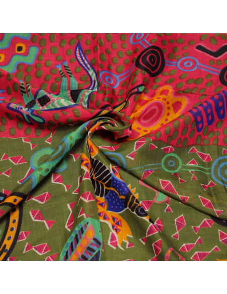 Paréo - Zaz rose & kaki