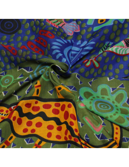 Paréo - Zaz bleu roi & kaki