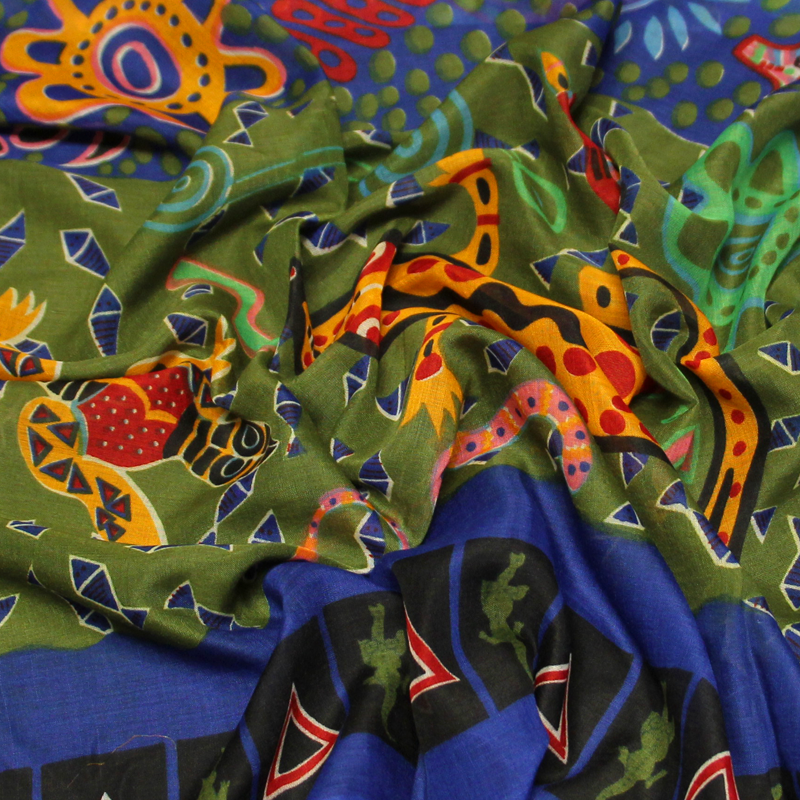 Paréo - Zaz bleu roi & kaki